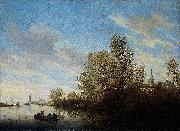 Salomon van Ruysdael River View near Deventer. Sweden oil painting artist